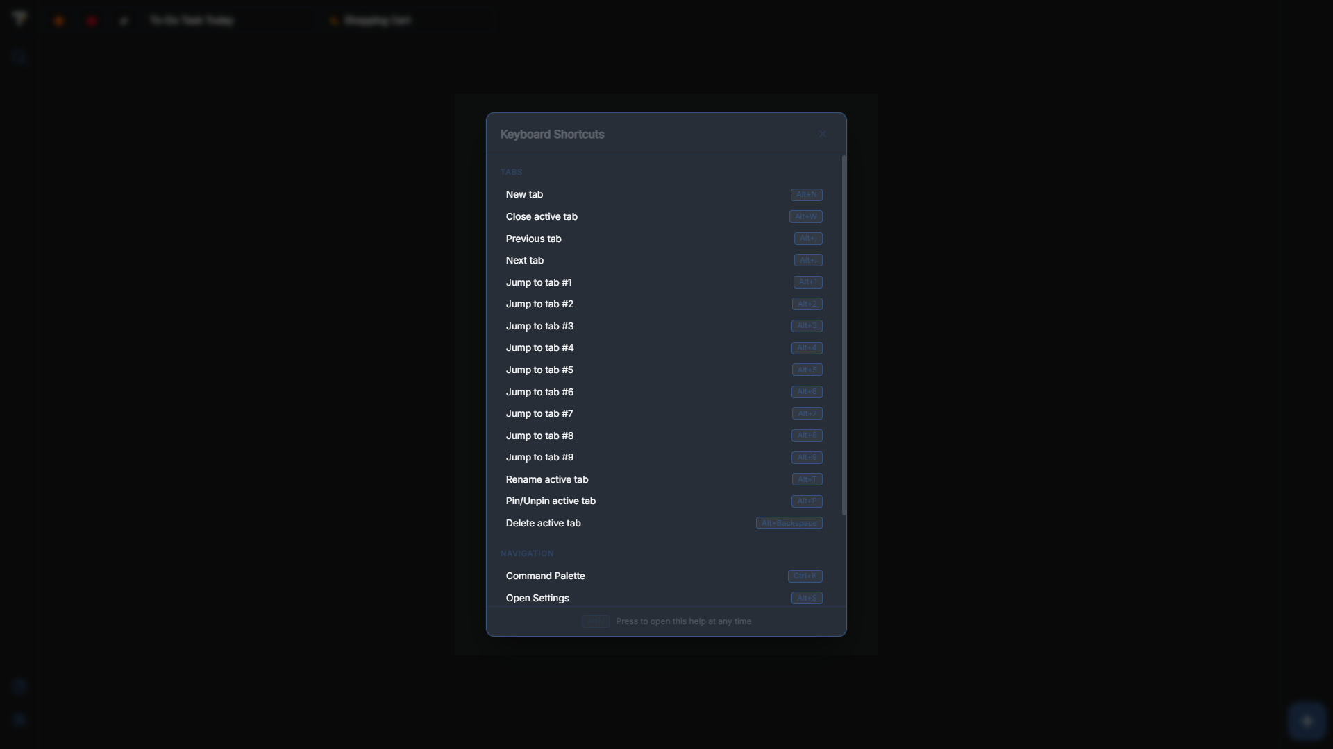 shortcuts-help